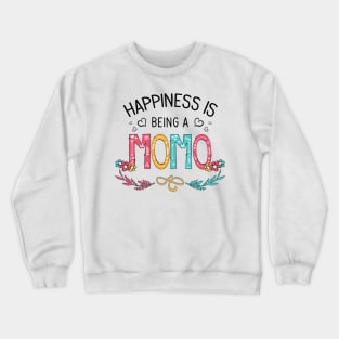 Happiness Is Being A Momo Wildflowers Valentines Mothers Day Crewneck Sweatshirt